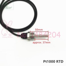 온도 센서 스마트 디지털 PT1000 SUS304 하우징 백금 저항 BSP G1/2 quot나사 프로브 직경 7mm L 20 50 100 150mm AWG24 x 3C 와이어 1., 1개, 03 37mm probe