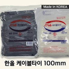 국산 한올 케이블타이 흑/백 전선정리 100mm 1000개입, 1개