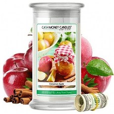 캐시 머니 캔들 $2-$2500 보장된 2달러짜리 큰 지폐 길이 21온즈 항아리 미국 가족 소유 (Cinnamon Apple)에서 만든 천연 콩, 단일옵션