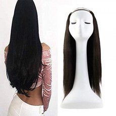 Remy Human Hair U Part Wig Natural Black 18inch Straight Glueless Half Wig Middl, 단일상품, 단일상품