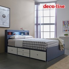  데코라인 코넬 피카 LED 더블 수납 침대+독립매트 DKN084C, 화이트 