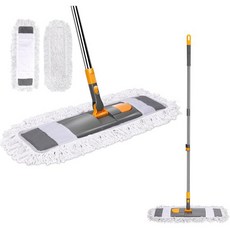 상업용 먼지 걸레 2개의 패드가 있는 바닥 청소용 마스홈 손잡이가 조절 가능한 원목 바닥용 산업용 걸레사무실 차고 창고 공장 몰 습식 건식, 상업용 먼지 걸레 2개의 패드가 있는 바닥 청소용 마스, 1개