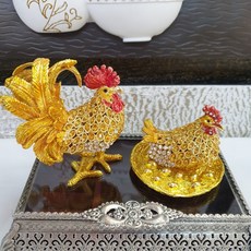시떼몰 주물 칠보 황금 화려한 금색 장닭 암닭 닭 수탉 장식품 소품