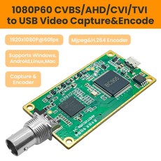 LCC261 1080P60 CVBS to USB 캡처 카드 H264 및 MJPEG 스트림 인코더 AHDCVITVI to USBCVBS to UVC 및 UAC 캡처 Tinysize - h264플레이어