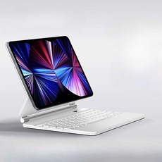 아이패드 투명 케이스 보호 360도 회전 키보드 키패드, 1개, 12.9인치 화이트