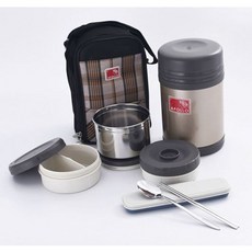 [오너클랜] 아폴로 보온 도시락통 세트 찬합 런치 박스 1600ml, 상세 설명 참조, 1개