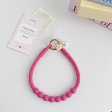 키미블랑 알포인트 진주 실리콘 핸드링 스트랩, 핫핑크, 1개