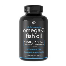 스포츠리서치 트리플 스트랭쓰 오메가3 피쉬오일 150 소프트젤 Sports Research Triple Strength Omega-3 Fish Oil, 150정, 1개