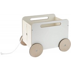 ooh noo (아니에요) 장난감 상자 가슴 자동차 나무 장난감 핸드 메이드 chest on wheels White