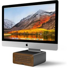 Twelve South HiRise iMac 디스플레이 모니터용 높이 조절 가능 스탠드 수납 공간 리버서블 프론트 가죽 탑, 아이맥용 하이라이즈 프로