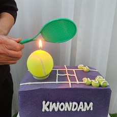 권담 테니스공초 미니테니스채 한셋트 케이크 선물 답례품 생일초 파티초 특이한초, 1개
