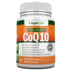 NutriONN CoQ10 200mg 이중 강도 120캡슐 - 높은 흡수 코엔자임 Q10 - 과학적으로 입증된 초강력 CoQ10 유비퀴논 - 4개월 분량!189520