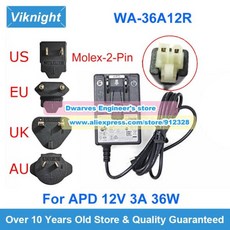 APD 12V 3A 36W AC 어댑터 WA-36A12R 충전기 Brightsign 미디어 플레이어 XD234 XD1034 XT244 XT1144 전원, 02 EU PLUG - brightsign미디어플레이어