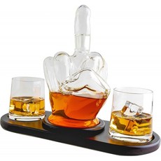 와인 세이반트(Wine Savant)에 의한 미들 핑거 디캔터 Novelty Whisky 디캔터 세트 당신이 사랑하는 누군가를 위한 완벽한 선, 단일옵션