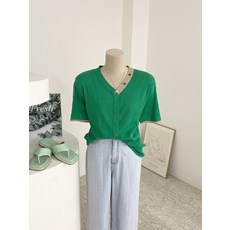 스티브케이블반팔가디건