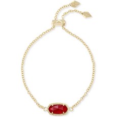 Kendra Scott 여성 패션 보석 금 도금 켄드라 스콧 Elaina 조절 체인 팔찌 GOLD - RUBY RED CLEAR GLASS