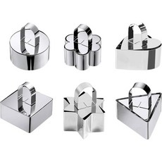 케이크 링 요리 링 디저트 무스 몰드 스테인리스 스틸 푸셔 포함 디저트 만들기 (6PCS), 6PCS, 1개