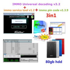 최신 IMMO 서비스 도구 V1.2 범용 디코딩 3.2 무료 keygen 핀 코드 계산기 V1.3.9 비디오 가이드 설치, 2) send 80gb HDD