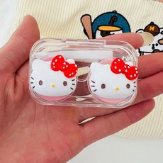 sanrio 여행용 콘택트 렌즈 케이스 집게 렌즈통 흡착봉 휴대용 파스텔, 1개, white 1