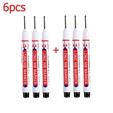 마카 욕실 목공 장식 다목적 딥 홀 마커 펜 레드 블랙 블루 화이트 잉크 긴 헤드 20mm, [13] 6pcs black, 1개