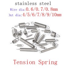 5 개/묶음 0.6mm/0.7mm 스테인레스 스틸 인장 스프링 O 후크 연장 스프링 프리 길이 15-120mm, [15]70mm, [01]0.6mm, 70mm, 5개