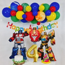 스마일파티 헬로 카봇 로봇 풍선 생일파티세트, 1세트, 4세
