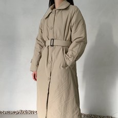 밍크 퍼 안감 허리 벨트 바바리 트렌치 롱 패딩 점퍼