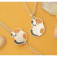  미아방지목걸이 미아방지팔찌 고양이 미아방지 야옹이 미아방지제품 은제품 조카선물 등원선물 돌선물 백일선물, 목걸이팔찌세트, 1개 