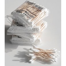 화장대 수정화장 부드러운 나무 코튼 면봉 귀지제거, 1개, 원터치형 100개입 20통