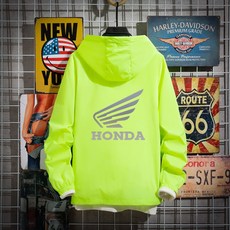 오토바이 혼다 바람막이 자켓 양면 착용 남성 윈드 브레이커, 오렌지 마하 525 홑겹 얇은