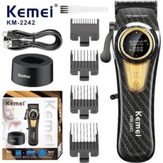 Kemei 남성용 전문 헤어 클리퍼 조정 트리머 전기 페이드 수염 충전식 이발기, 1) km-2242, 1개