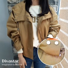 상상그이상 여성용 후드 미니 야상점퍼 고급소재 퍼프소매 밑단스트링 디테일이 좋은 루즈핏 간절기 숏야상 후드자켓 3컬러 오버핏 잠바