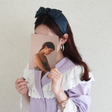 그린릴리 레더 가죽 넓은 와이드 왕리본 머리띠 헤어밴드