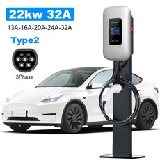 전기 자동차 충전 스테이션용 충전기 EVSE 월박스 화면 앱 제어 타입 2 7KW 11KW 22KW, 01 22KW
