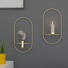 현대 미술 기하학 캔들 홀더 2019 빈티지 촛대 Tealight 마른 꽃병 3D 벽 마운트 금속 장식품 홈 장식|촛대|, 1개, 29cm candlestick