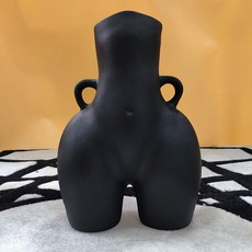 중형 엉덩이 꽃병 물꽂이 갈대 억새 행인플렌트 설유화 미니 인조 조화 나뭇가지 달항아리, black22x16cm