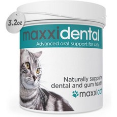 maxxipaws 고양이 파우더 맥시덴탈 어드밴스드 구강 지원 보충제 고양이를 위한 치과 잇몸 관리 3.2온스 Q1649690, 1개
