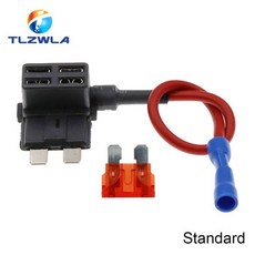 12V 미니 소형 중형 자동차 퓨즈 홀더 추가 회로 탭 어댑터 10A 마이크로 표준 ATM 블레이드 포함, 1개
