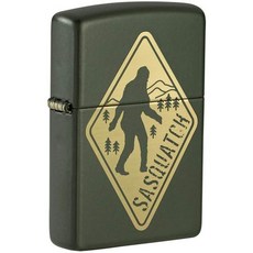 Zippo Mythical Lighters, Green Matte Bigfoot