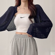 [디데이뉴] 장마 여름에 딱! 허니 벌룬 얇은 크롭 시스루 니트 루즈핏 가디건 볼레로 8color