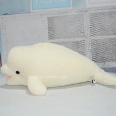 오가닉 애착인형 흰고래 벨루가인형 고래 돌고래, 화이트, 중:길이35cm, 화이트