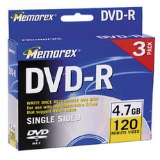 Memorex 4.7GB DVD-R Media (3-Pack) Memorex 4.7GB DVD-R 미디어(3팩), 1개, 기타