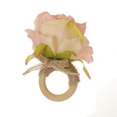 Handmade Flower Napkin Rings Faux Pink Rose Napkin Ring Serviette Buckles Holder for Table Decoratio, 1개