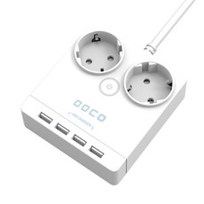 보코 USB 멀티탭 2구 4포트 사무용 책상 멀티 콘센트, 2m, 화이트(White), 1개