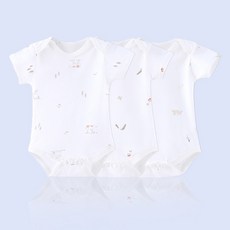 Miracle baby 신생아 스냅 여름반팔 바디슈트 3개입