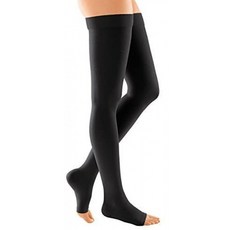 medi Duomed Soft (BS CCL 1) 실리콘 탑 밴드 오픈 토우 블랙 미디엄을 사용한 압축 스타킹 허벅지 길이