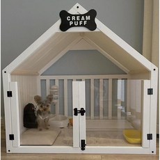 스타웨이어 원목 펫 강아지 하우스 루프형 DIY 강아지 하우스, 흰색