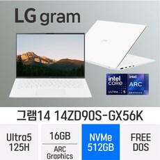 [당일출고] LG전자 2024 그램14 14ZD90S-GX56K - 최신형 업무용 휴대용 노트북, Free DOS, 16GB, 512GB, 에센스화이트
