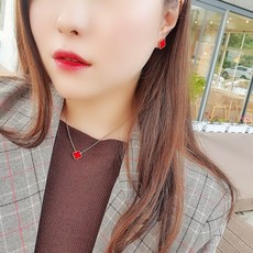 네잎클롭 써지컬스틸 웨딩촬영 하객 귀걸이 목걸이 세트