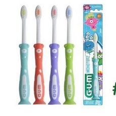 GUM 901 몬스터즈키즈칫솔 (1-5세 901) 10개이상구매시 그린킨더저불소치약50g 10무첨가 무방부제 바닐라민트향 1개 증정, 랜덤, 5개